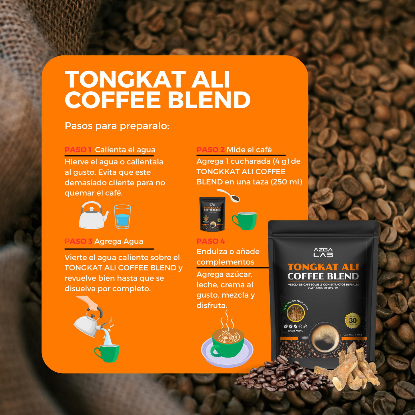 TONGKAT ALI COFFEE BLEND 150g AZGA LAB